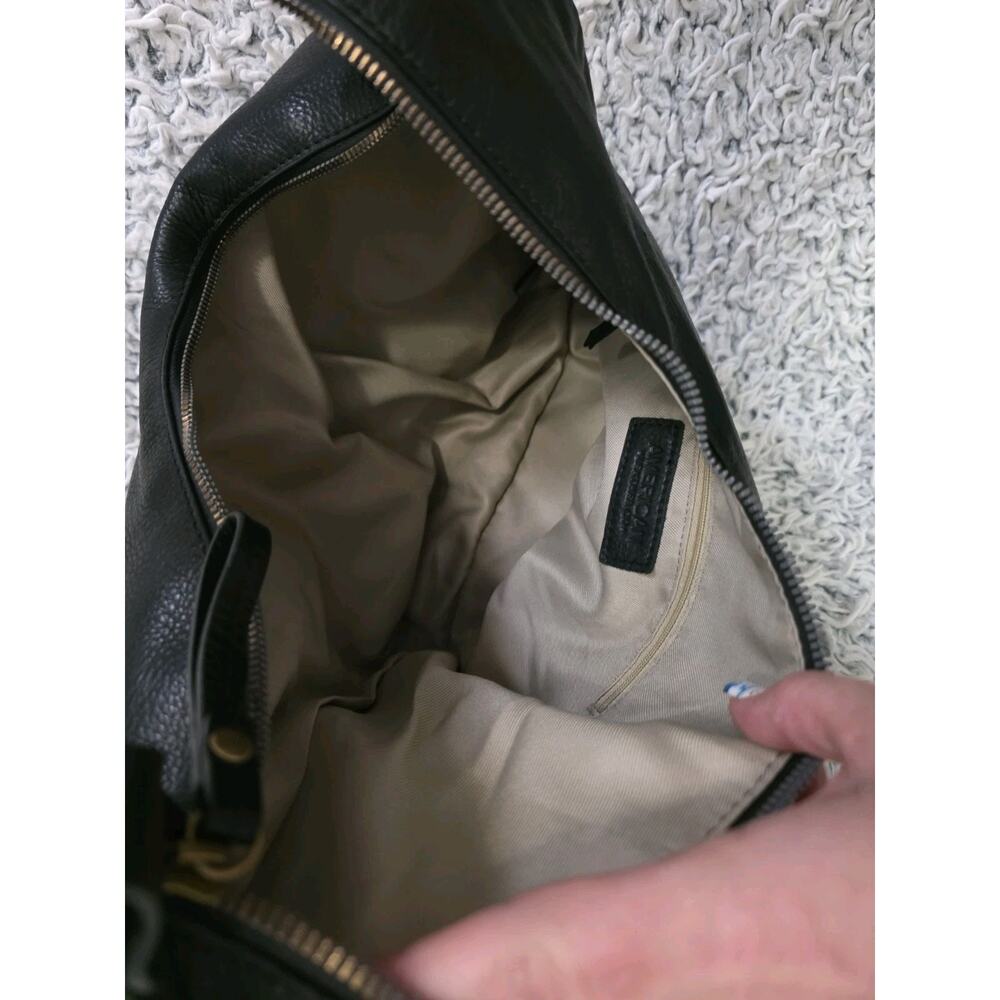 AMERICAN LEATHER CO Women Black Leather Hobo Shoulder Bag Slouchy Boho Casual - Picture 10 of 16